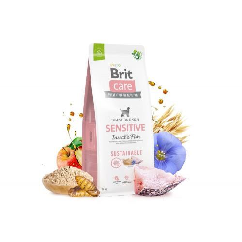 Сухий корм Brit Care Dog Sustainable Sensitive для собак з чутливим травленням з рибою та комахами