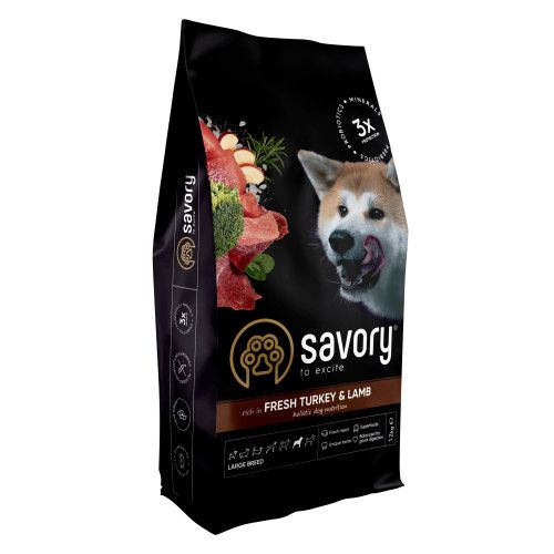 Сухий корм Savory Large для собак великих порід зі свіжим ягням та індичкою 