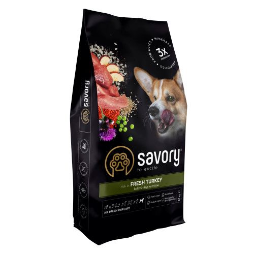 Сухий корм Savory All Breed для стерилізованих собак усіх порід зі свіжою індичкою 