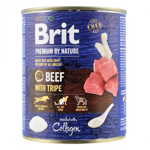 Вологий корм Brit Premium by Nature для собак яловичина з тельбухами 
