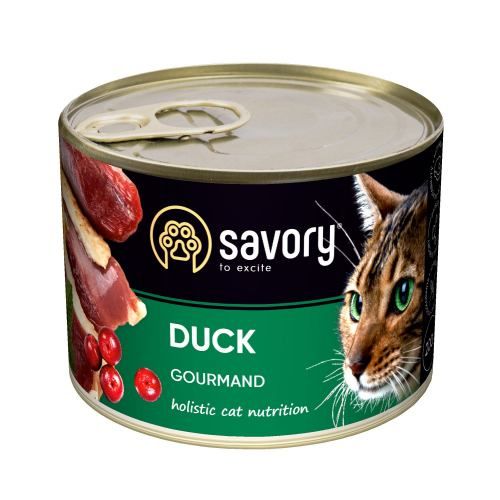 Вологий корм Savory для дорослих вибагливих котів з качкою
