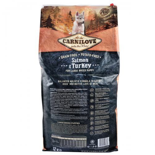 Сухий корм Carnilove Salmon & Turkey для цуценят та молодих собак великих порід лосось та індичка 12 кг