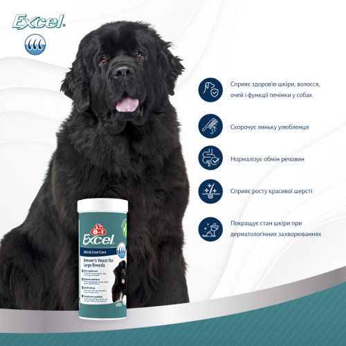 Вітаміни 8in1 Excel Brewers Yeast Large Breed для собак великих порід, пивні дріжджі з часником, для шкіри та шерсті, 80 шт
