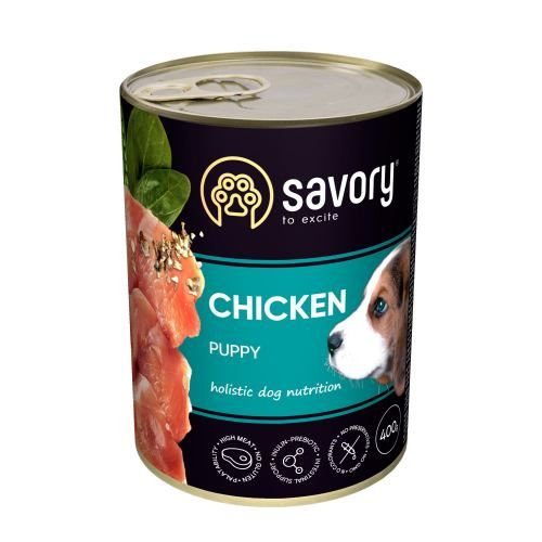 Вологий корм Savory для цуценят усіх порід з куркою