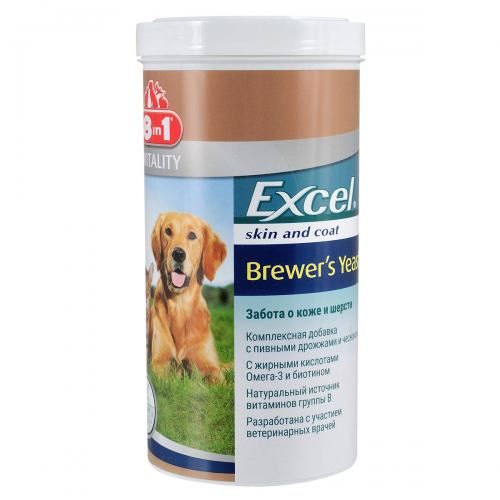 Вітаміни 8in1 Excel «Brewers Yeast» для собак та котів пивні дріжджі з часником 1430 шт (для шкіри та шерсті)