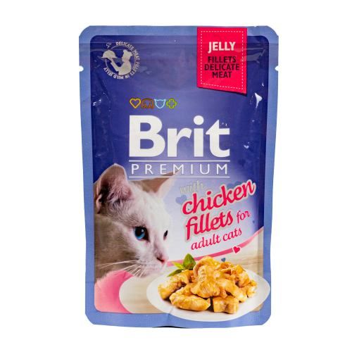 Вологий корм для котів Brit Premium  філе курки в желе 85 г