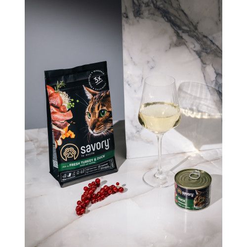 Сухий корм Savory для котів гурманів зі свіжою індичкою та качкою