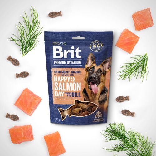 Лакомство для собак Brit Premium Semi-moist Snack Salmon with Dill полувлажные с лососем и укропом 180 г