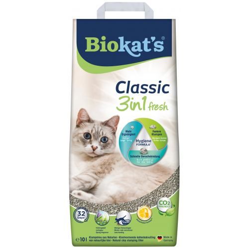 Наповнювач Biokats Classic Fresh 3in1 для котячого туалету бентонітовий 10 л