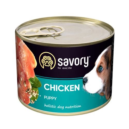 Вологий корм Savory для цуценят усіх порід з куркою