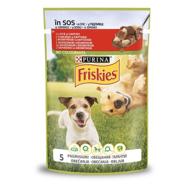 Влажный корм для собак FRISKIES Adult кусочки в соусе с говядиной и картофелем 100 г