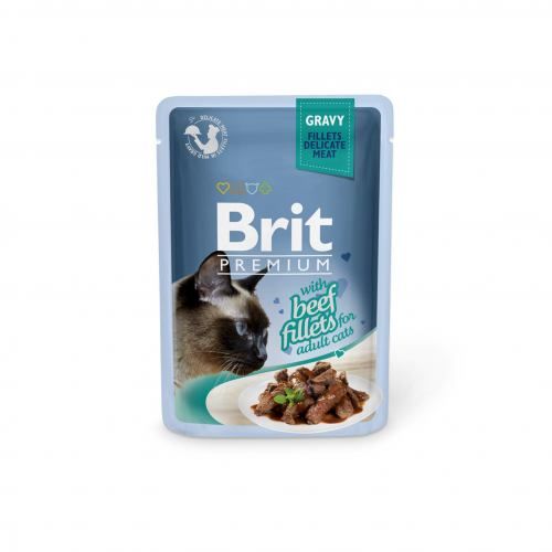 Вологий корм для котів Brit Premium  філе яловичини в соусі 85 г