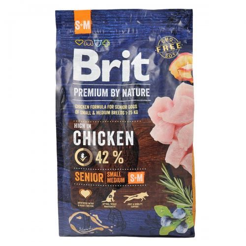 Сухий корм Brit Premium Dog Senior S+M для старіючих собак малих і середніх порід з куркою 3 кг