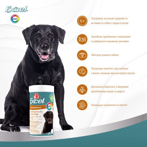 Вітаміни 8in1 Excel Multi Vitamin Senior для собак похилого віку, мультивітамін, 70 шт