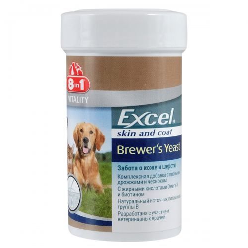 Вітаміни 8in1 Excel «Brewers Yeast» для собак та котів пивні дріжджі з часником 140 шт (для шкіри та шерсті)