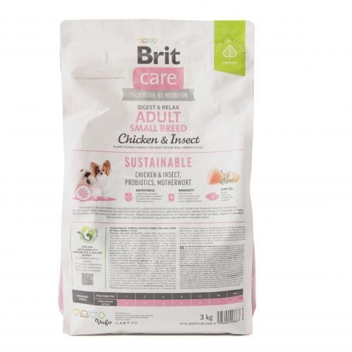 Сухий корм Brit Care Dog Sustainable Adult Small Breed для собак малих порід з куркою та комахами