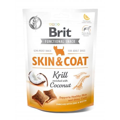 Функциональное лакомство Brit Care Skin & Coat криль с кокосом для собак 150 г