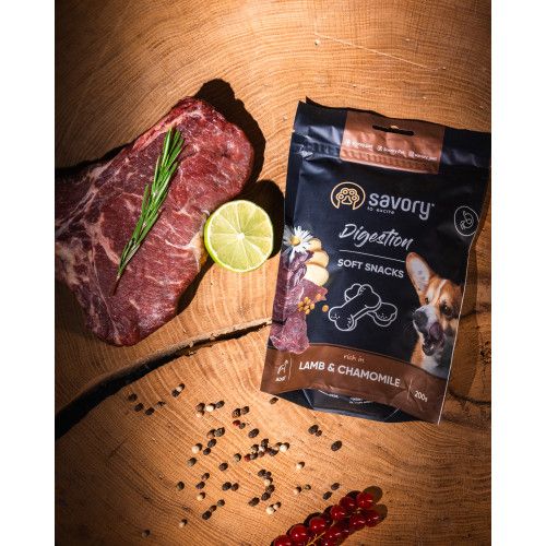 Мягкое лакомство Savory для улучшения пищеварения собак ягненок и ромашка 200 г