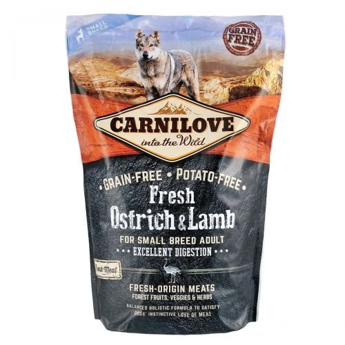 Сухий корм Carnilove Fresh Ostrich & Lamb для дорослих собак дрібних порід ягня та страус 1,5 кг