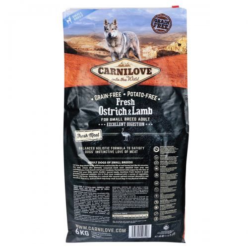 Сухий корм Carnilove Fresh Ostrich & Lamb для дорослих собак дрібних порід ягня та страус 6 кг