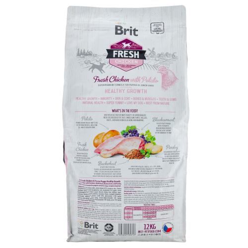 Сухий корм Brit Fresh для цуценят та молодих собак всіх порід з куркою та картоплею 12 кг