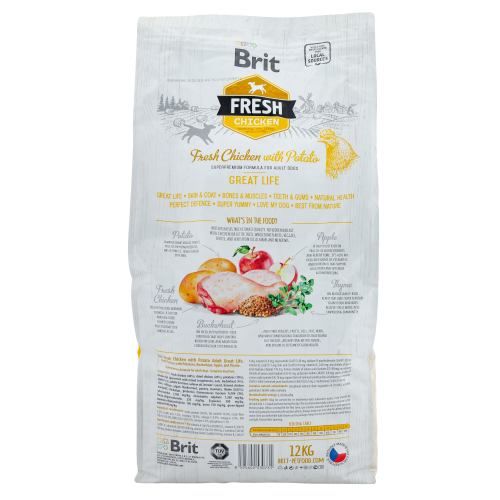 Сухий корм Brit Fresh для дорослих собак всіх порід з куркою та картоплею 12 кг
