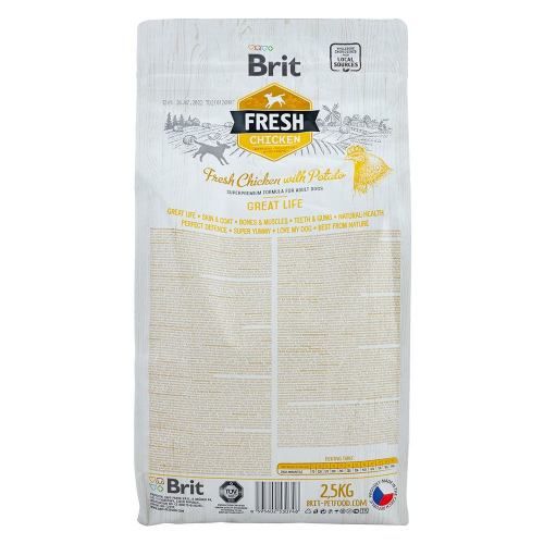 Сухий корм Brit Fresh для дорослих собак всіх порід з куркою та картоплею 2,5 кг