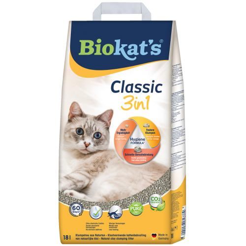 Наповнювач Biokats Classic 3in1 для котячого туалету бентонітовий 18 л