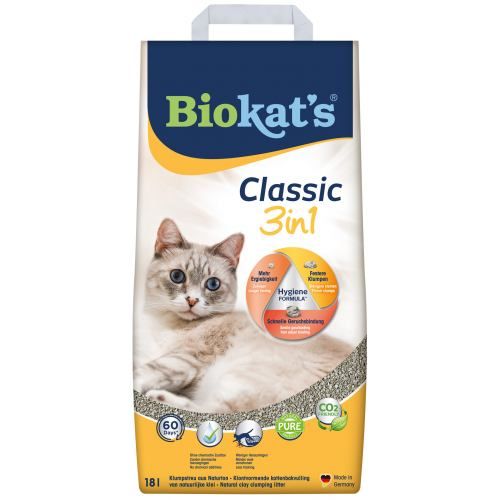 Наповнювач Biokats Classic 3in1 для котячого туалету бентонітовий 18 л