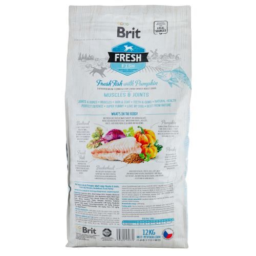 Сухий корм Brit Fresh для дорослих собак великих порід для м'язів та суглобів з рибою та гарбузом 12 кг