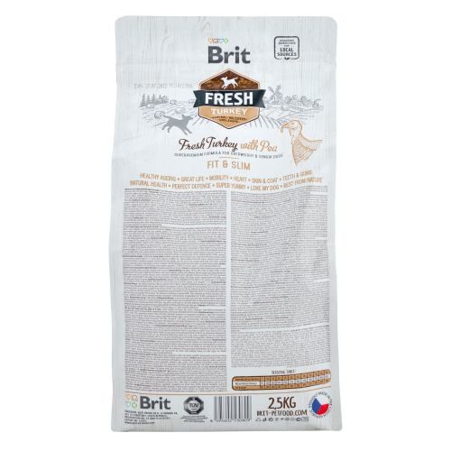 Сухий корм Brit Fresh для дорослих собак із зайвою вагою з індичкою та горохом 2,5 кг