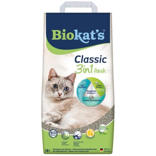 Наповнювач Biokats Classic Fresh 3in1 для котячого туалету бентонітовий 18 л