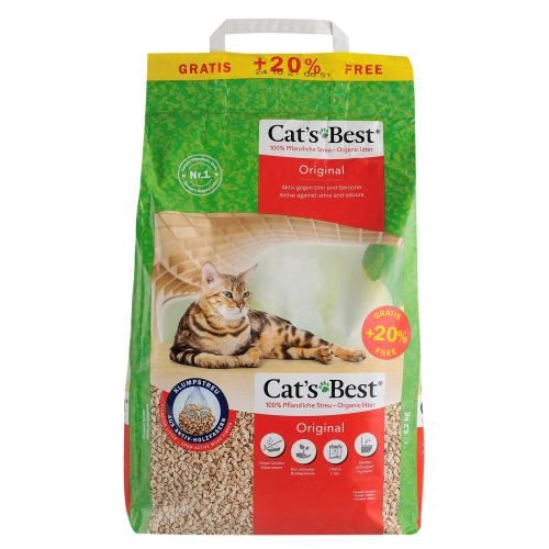 Наполнитель Cat’s Best Original для кошачьего туалета древесный 10+2 л/5,2 кг