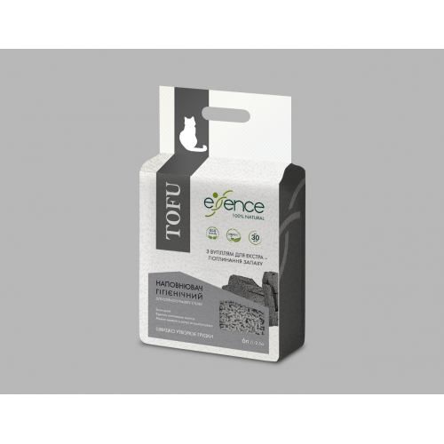 Наполнитель для кошачьего туалета Essence с тофу, с углем, 6 л