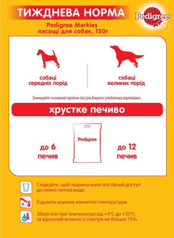 Мясное печенье для собак Pedigree Markies средних и крупных пород 150 г