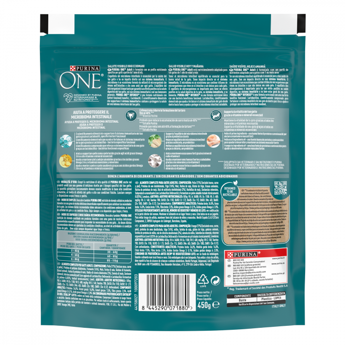 Сухий корм для дорослих котів PURINA ONE Adult Bifensis з куркою