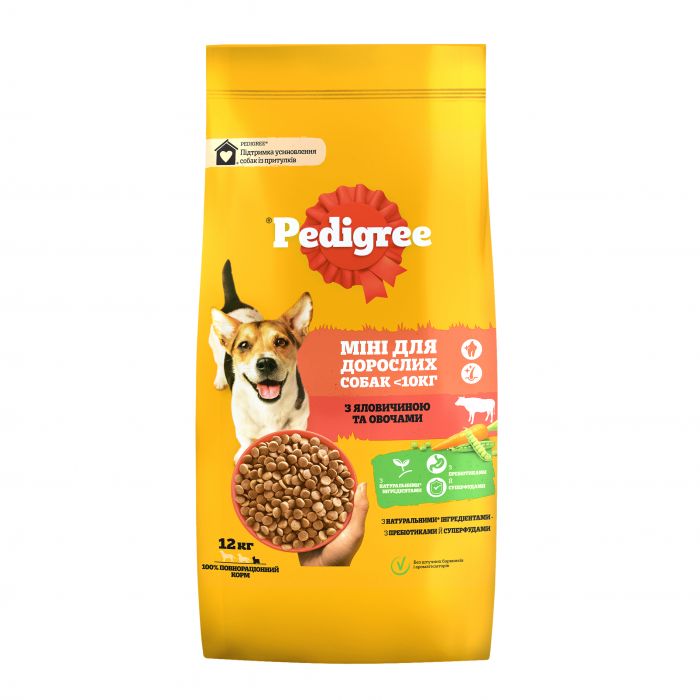 Сухий корм для дорослих собак малих порід PEDIGREE з яловичиною та овочами 12 кг