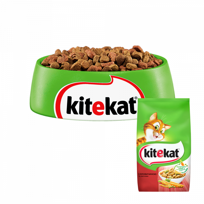 Сухий корм для котів  Kitekat Яловичина з овочами 1.8 кг