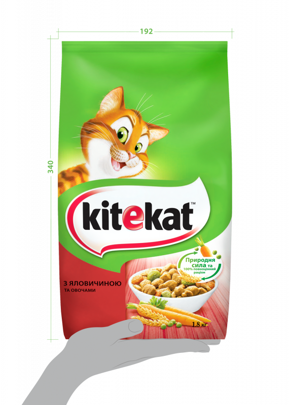 Сухий корм для котів  Kitekat Яловичина з овочами 1.8 кг