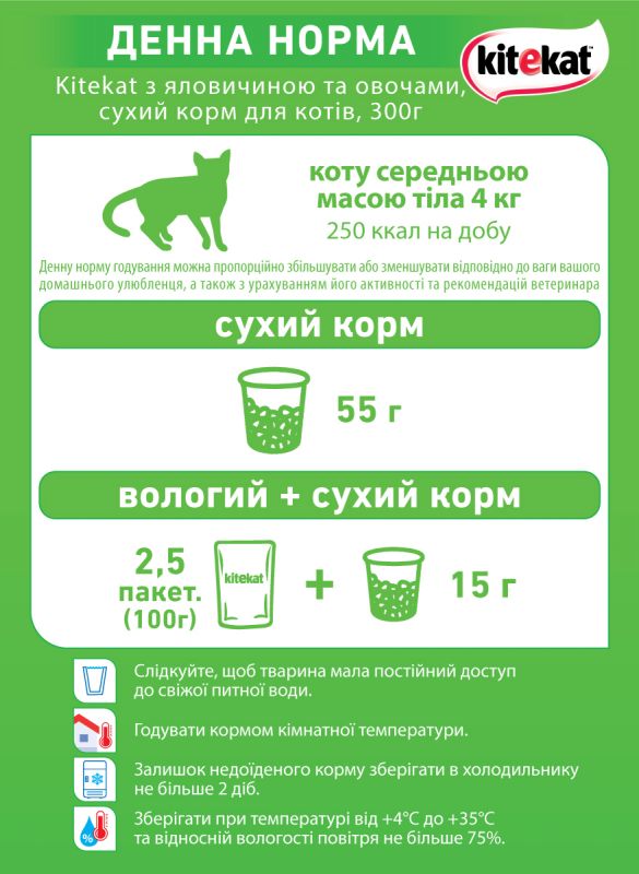Сухий корм для котів  Kitekat Яловичина з овочами 1.8 кг