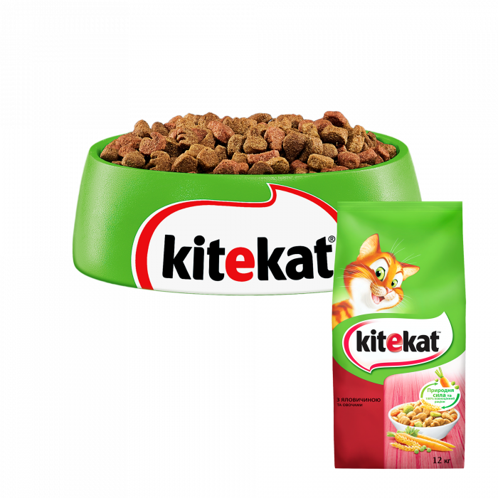 Сухий корм для котів  Kitekat Яловичина з овочами 12 кг