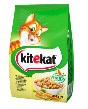 Сухий корм для котів  Kitekat з куркою та овочами 300 г