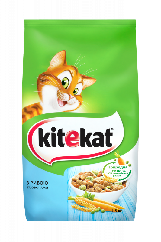Сухий корм для котів  Kitekat з риба та овочами 1.8 кг