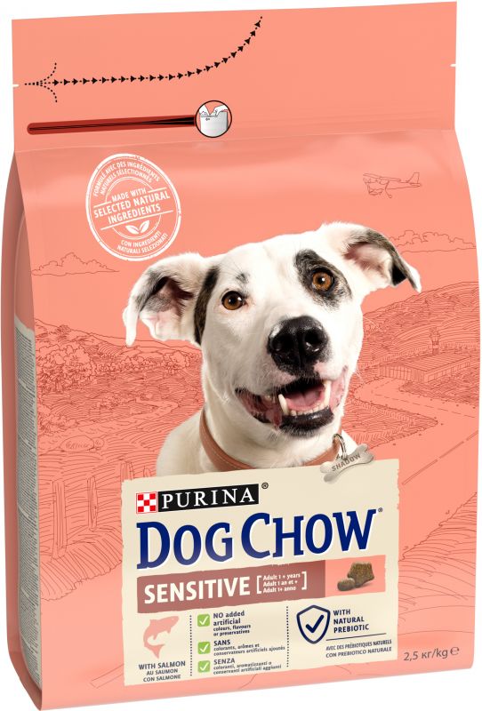 Сухий корм для дорослих собак DOG CHOW Sensitive Adult схильних до алергії з лососем 2,5 кг