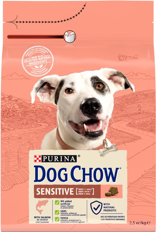 Сухий корм для дорослих собак DOG CHOW Sensitive Adult схильних до алергії з лососем 2,5 кг