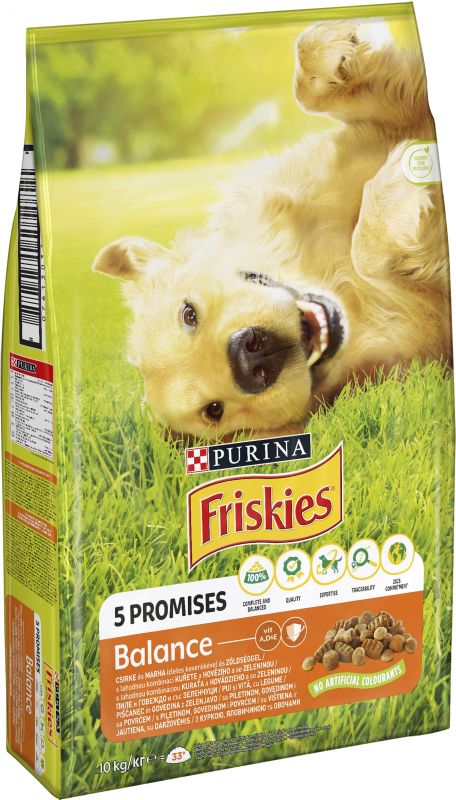 Сухий корм для дорослих собак FRISKIES Balance з куркою яловичиною та овочами 10 кг