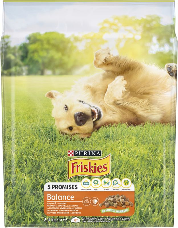 Сухий корм для дорослих собак FRISKIES Balance з куркою яловичиною та овочами 2.4 кг