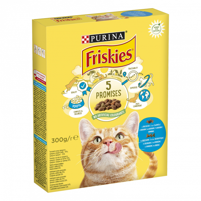 Сухий корм для котів  Purina FRISKIES з лососем та овочами 300 г