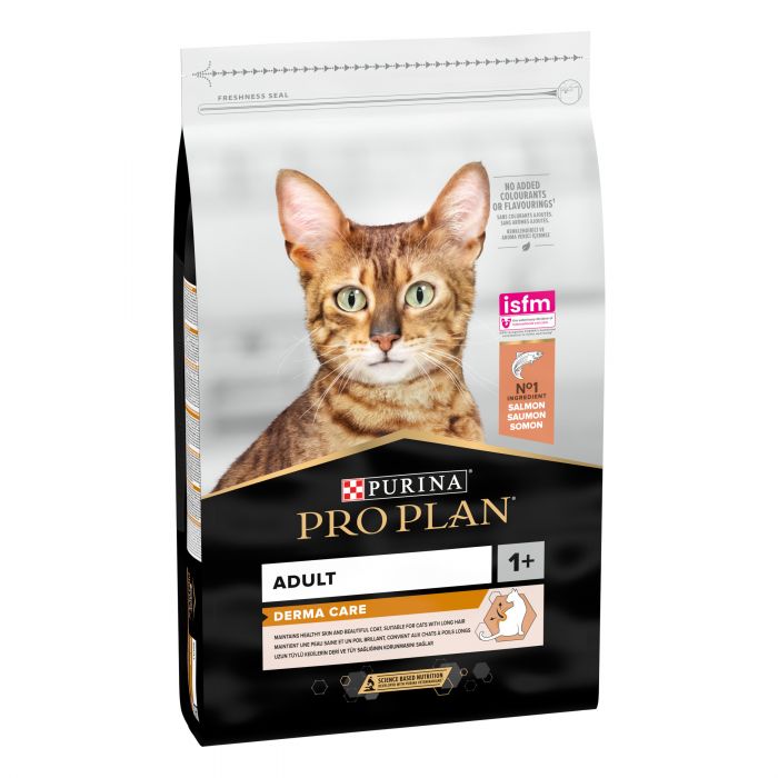 Сухой корм для кошек PRO PLAN Adult 1+ Derma Care для поддержания здоровья кожи и красоты шерсти с лососем 10 кг