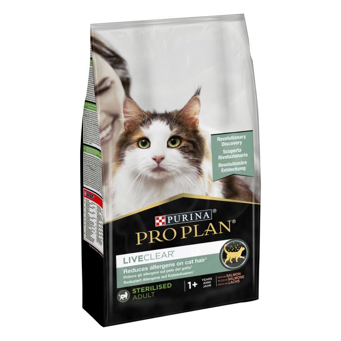 Сухий корм для котів  PRO PLAN LiveClear Sterilised Adult 1+ для зменшення алергенів на шерсті та після стерилізації з лососем 1,4 кг